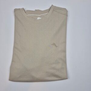 Tommy Bahama Men's M Twill T-Shirt Crew Neck Short Sleeve Beige Casual Beach NWT